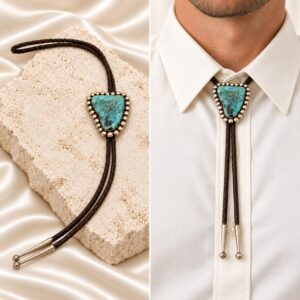 Native American Sterling Silver & Kingman Turquoise Bolo Tie