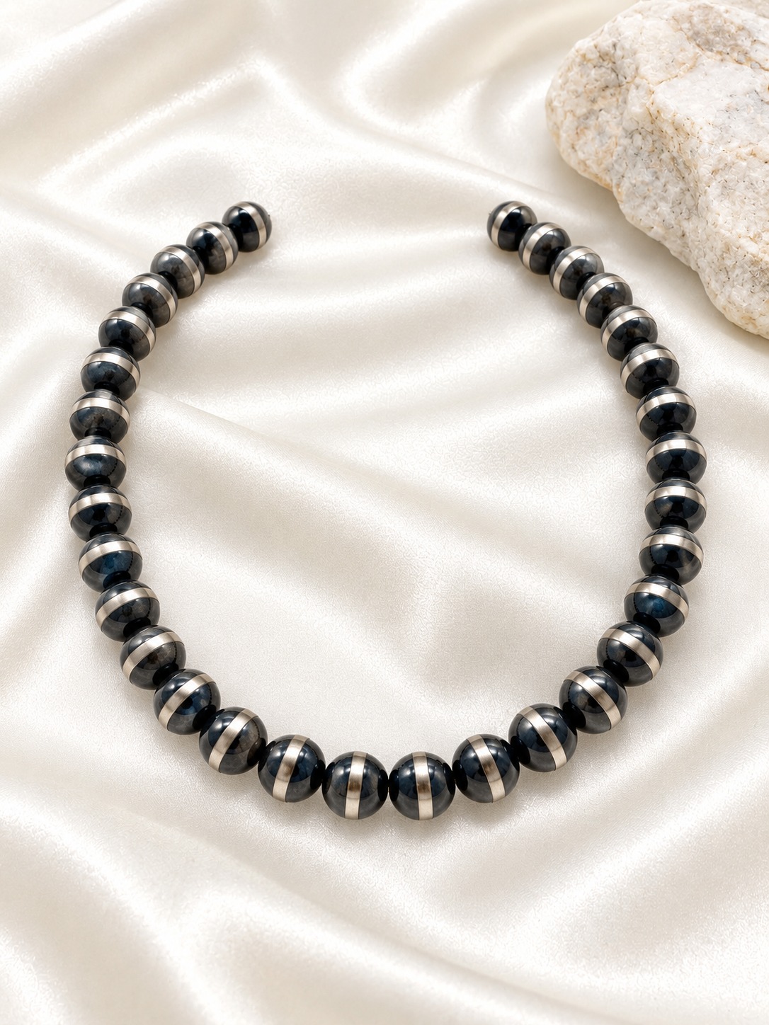 Navajo Sterling Silver Bench Bead Necklace