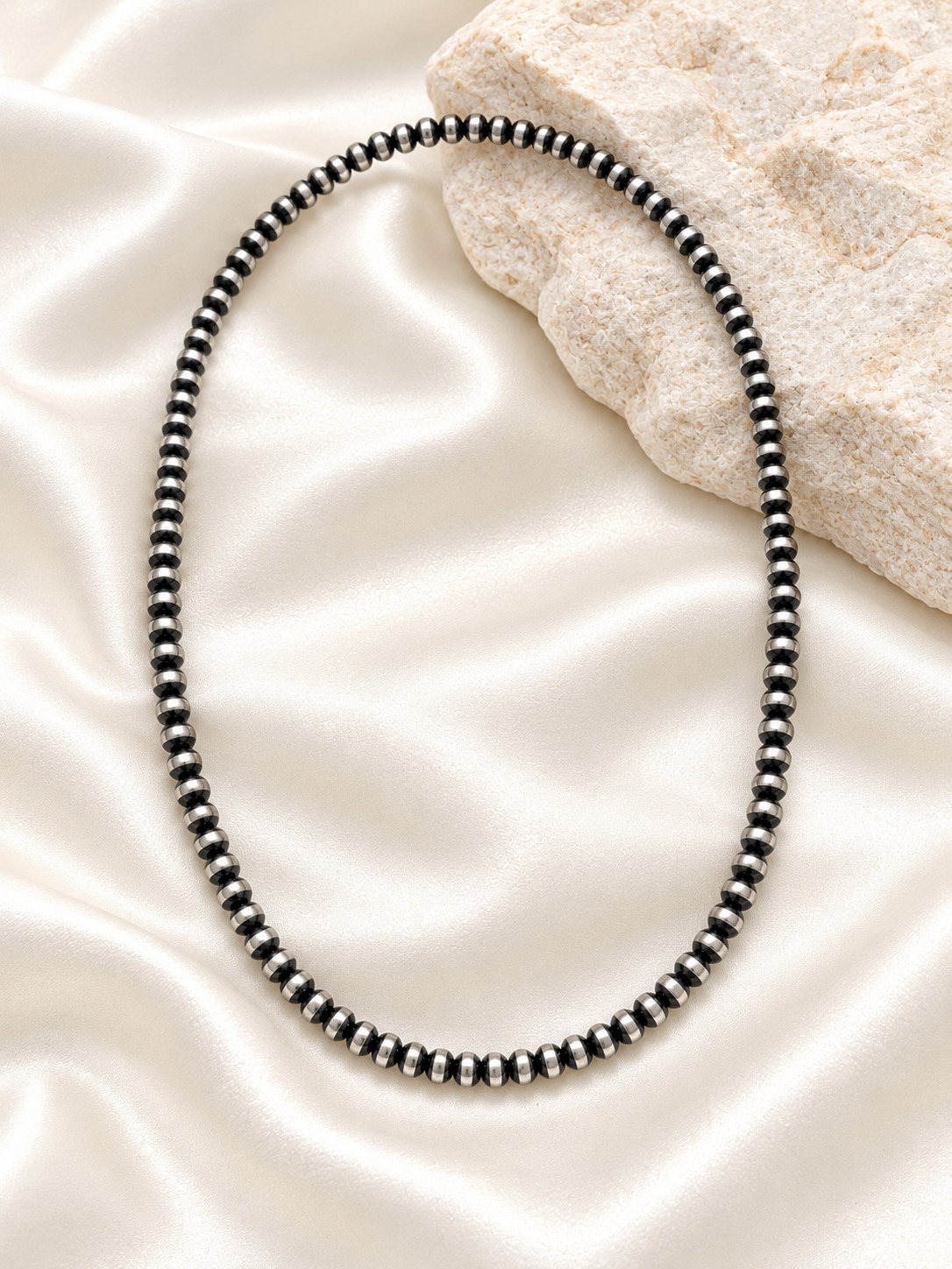 Navajo Sterling Silver Bench Bead Necklace